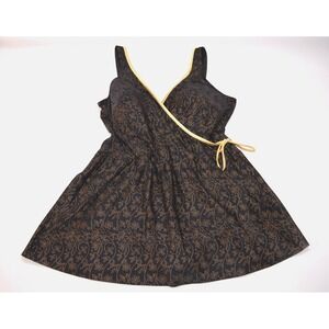 ROBBY LEN Swimsuit Womens Size 22W One Piece Black w/ Gold Floral Pattern